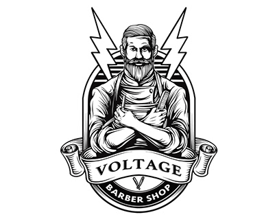 Voltage barber shop logo