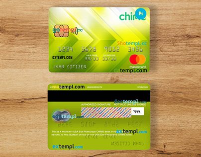 USA San Francisco CHIME bank mastercard template