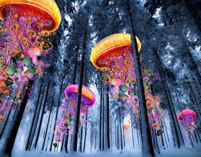 Winter Forest of Electric Jellyfish Worlds