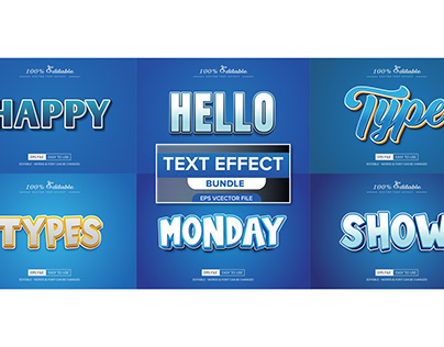 Blue Minimal clean 3d text effect design