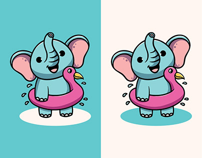 Cute elephant with duck floater cartoon illustration