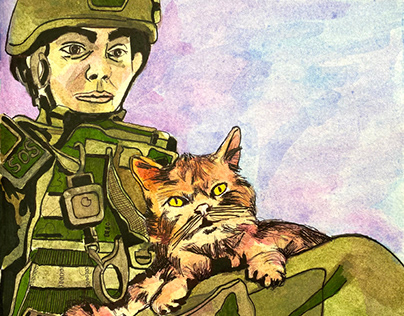 Soldiers and animals at War, water color studies