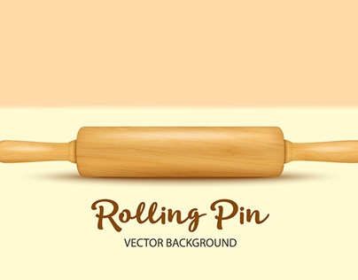 Wooden rolling pin. Vector set.
