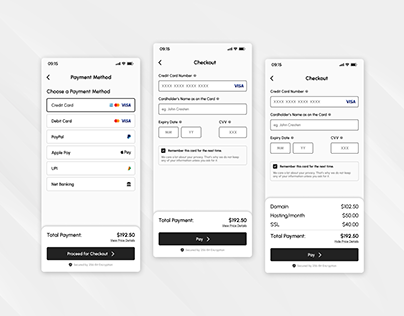 Credit Card Checkout & Payment App Screen