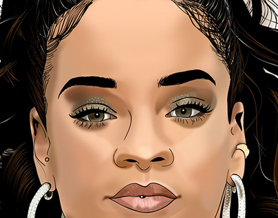 Retrato vectorial Rihanna. Illustrator portrait.