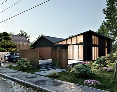 Modern exterior house design visualization
