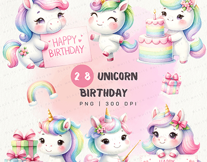 Unicorn Birthday Clipart