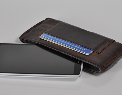 Leather and felt phone wallet