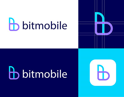 bitmobile - letter b modern logo design for branding
