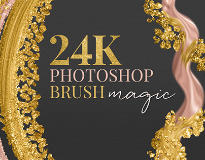 24K Liquid Metallic Gold Photoshop Brushes