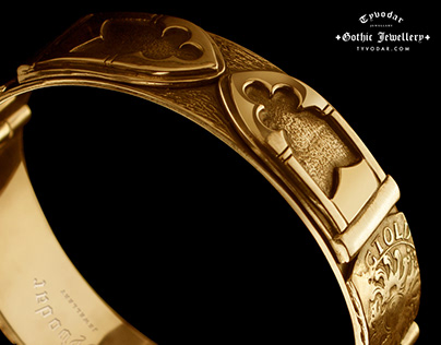 Gold Gothic Bracelet, Gothic jewellery - Tyvodar.com