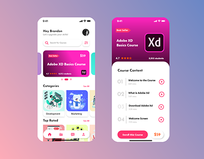 Learning App - Courses Mobile Concept