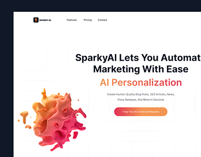 Landing page for SparkyAI