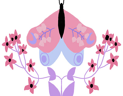 Flower and moon moth