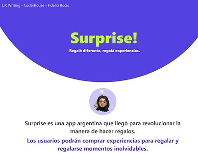 Surprise app I UX Writing I Fidelio Rocio I Coderhouse