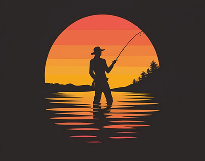 Angler with sunset