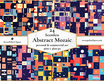 24 JPG Seamless Abstract Mozaic Digital Pattern