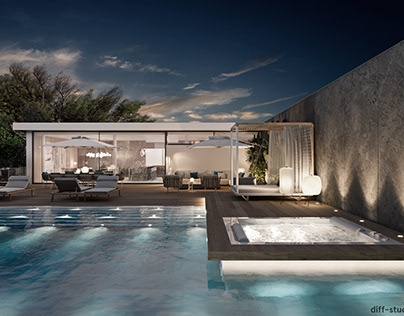 Ibiza villa. Outdoor pool area.