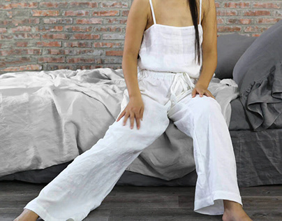 Get Women’s Natural Linen Pajamas Pants At Linenshed