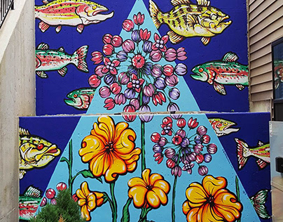 Flower Fish Pop Art Mural