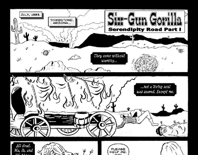 Six Gun Gorilla page one inks