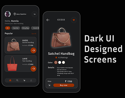 Dark UI Designed screens(for shopping)