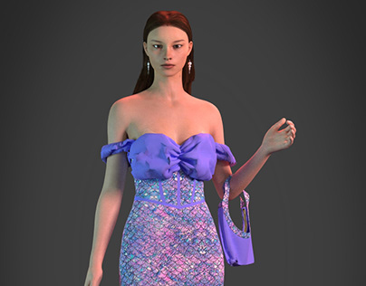 Mermaid dress digital illustration 3D work