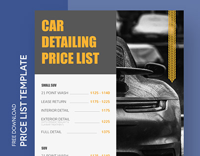 Free Editable Online Auto Detailing Price List Template