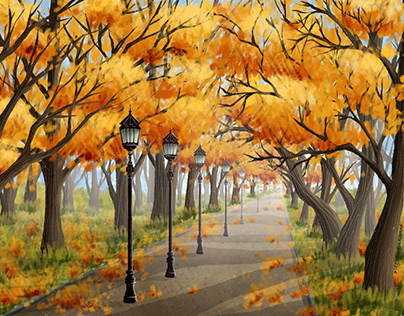 Fall landscape illustration