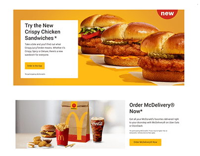 McDonald's corporation Landing page web design