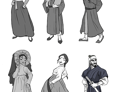 character sketch in korean clothing