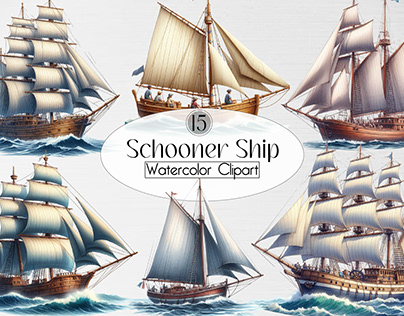 Schooner Ship Sublimation Clipart