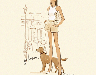 Summer fashion dog illustration