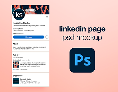 LinkedIn Page/Profile Photoshop Mockup (PSD)