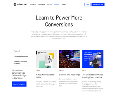 Unbounce Resources Library Rebrand and Reorganization