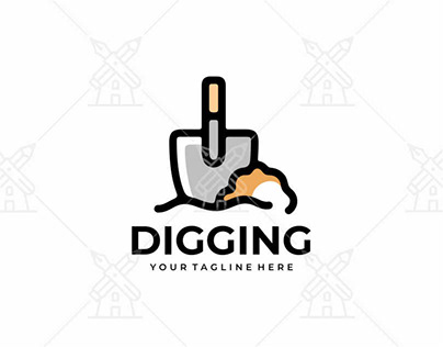 Digging, land work and agriculture logo design