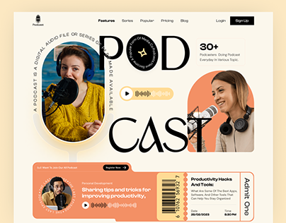 Podcast Web Site Design: Landing Page / Home Page UI
