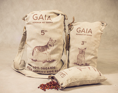 GAIA organic pet food brand and package design