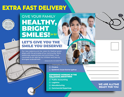 Medical, dental, health care postcard design