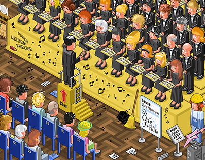 Singing in a choir (isometric vector illustration)