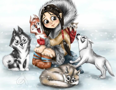 Eskimos with Huskies