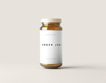 Large Amber Jar Mockups Free