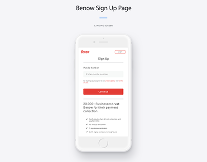 Benow Sign Up Web App