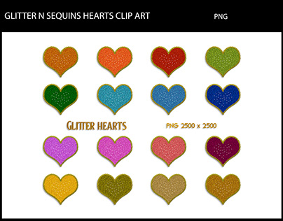 Glitter N Sequins Hearts Clip Art