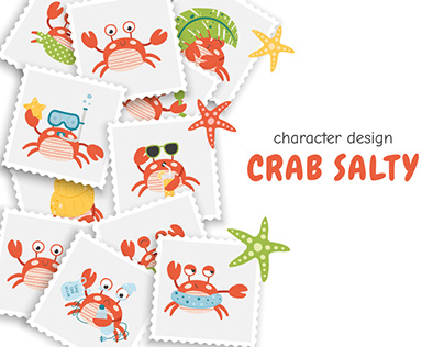 Cartoon crab Salty character design