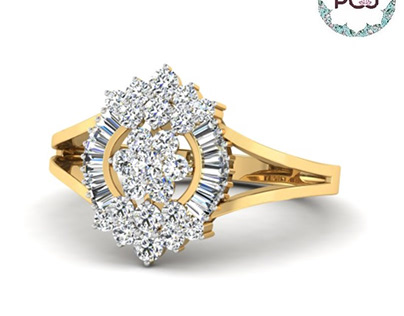 Stylish Diamond Cocktail Ring By PC Jeweller