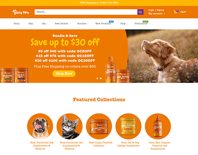 Healthy and nutritious pet supplements website Design