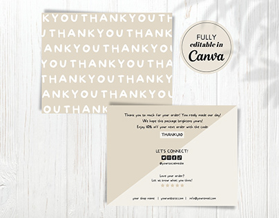 Small Business Thank You Card Template in Neutral Color