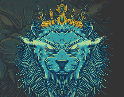 Lion in Doodle Illustration