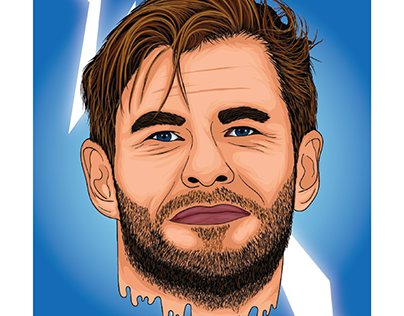 Chris Hemsworth (Thor) cartoon Head Portrait